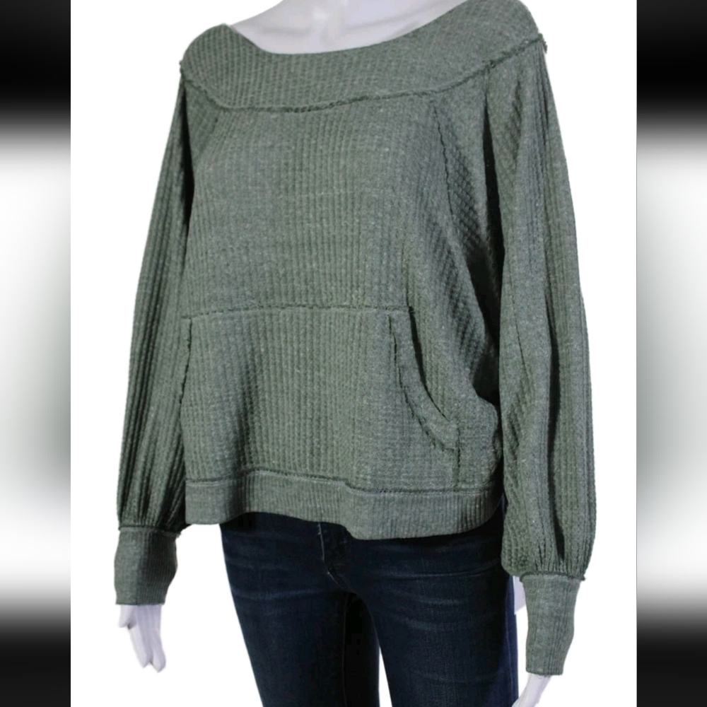 We The Free Olive Green Oversized Sweater SZ XS - Picture 2 of 6
